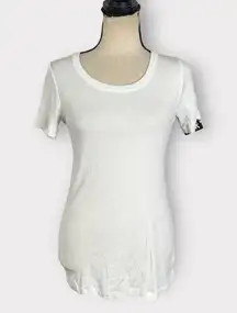 Chaser  White Strappy Double Vent Back Tee Baby Rib T-Shirt Women's Medium NWT