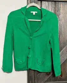 Banana Republic Green Knit Button Front Cardigan with Flap Pockets and Collar XS