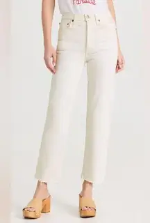 Re/Done 70s stovepipe vintage white raw hem ankle jeans $265