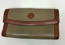 Dooney & Bourke  Vintage Grey, Brown Leather Envelope Wallet