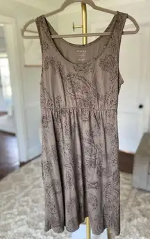 Sonoma Paisley Sleeveless Midi Dress Brown Neutral Taupe Boho Resort Summer Vaca