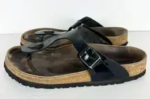 Birkenstock Gizeh Birko-Flor Thong Sandal Size 9 Black Patent Leather