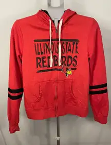 Illinois State Redbirds NCAA Full Zip Hoodie Black Striped Sleeves Large
