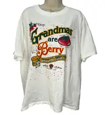 Vintage Grandmas are Berry Special People Hanes T-Shirt White Strawberry Size L