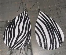 5/$25 Zebra Print Faux Leather Teardrop‎ Earrings- NEW