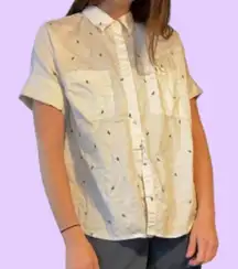 Madewell Embroidered Cactus Courier Oversized Short Sleeve Button Down Shirt 🌵