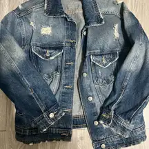 Distressed Blue Denim Jacket No Boundaries Women’s Size S