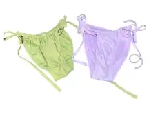 Xhiliration Cheeky Bikini Bathing Suit Bottoms‎ (Sage & Lilac) Size M