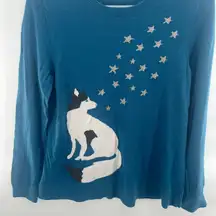 Blue Sweater with Fox and Stars Design