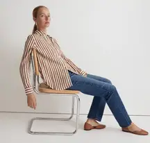 MADEWELL Crinkled Toffee Striped Long Sleeve Button-Up Collared Shirt