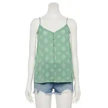 SO Juniors Button Front Aztec Print Sleeveless Tank Top