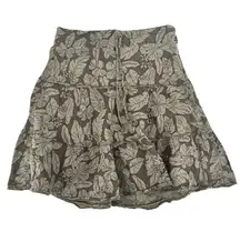 Caslon linen ruffle skirt drawstring XS leaf tiered‎ hem Nordstrom knee length