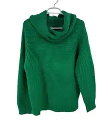 Vici Kelly Green Cowl Neck Sweater Ribbed Knit M holiday winter fall chunky