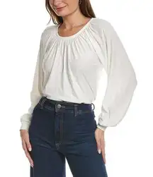 Nation LTD Sloane Elastic Neck Long Sleeve Top in White Size Medium