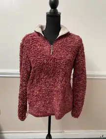 Vintage Rust Red Sherpa Half Zip