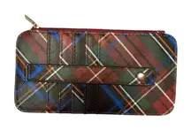 Plaid Wallet with Card Slots & Zip Pouch