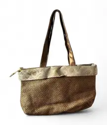 Paola del Lungo Firenze Italy Gold Woven Tote Bag