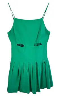Papermoon NWT Green Cotton Cutout Spaghetti Strap Pleated Mini Dress Size L