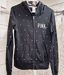 Women’s Victorias Secret PINK Black Studded Zip Up Hoodie XS