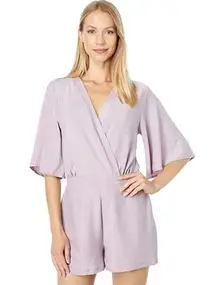 Bebe Flutter Sleeve Metallic Romper