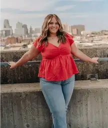 Boutique Orange Peplum Top