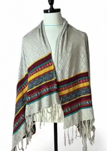 Boho‎ Fringe Shawl Aztec Print Open Front Cardigan Cover Up Duster