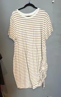 Universal Thread White and Tan Relaxed Midi Dress