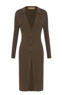 💕AYA MUSE💕 Ravenna Longline Ribbed Knit Cardigan ~ Chocolate Brown Small S NWT