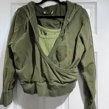 Free People Olive Green Women's Wrap Hoodie Tag Cut Out