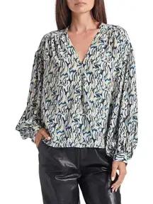 Joie Abstract Print Blouse Long Sleeve‎ Button Down Shirt Small Silk Minimalist