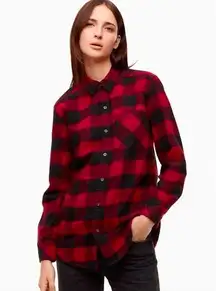 Aritzia  TNA Brisco Red Black Checkered Flannel Shirt