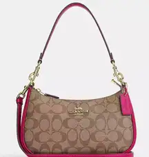 Coach  Khaki Cerise Teri Shoulder Bag