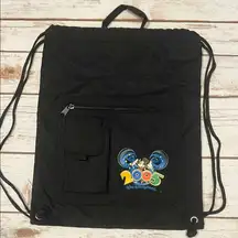Vintage Disney Walt Disney World 2005 Black Drawstring Backpack