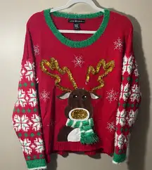 United States sweaters Festive Red Reindeer ugly Christmas Sweater xl Womens