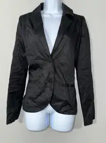 DC Women's Black Cotton Blend Blazer Medium Galaxy Print Lining EUC SIZE M