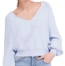 Free people boucle found my friend sweatshirt top shirt nubby cotton cropped Os