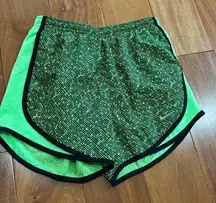 Nike Dri Fit Running athletic Shorts Neon Green & Black lined Drawstring size XS