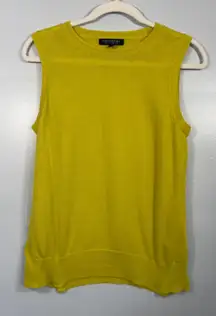 Banana Republic 100% Merino Wool Knit Sweater Vest Top Chartreuse Slime Luxury L