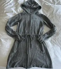 Cashmere blend Grey zip up hoodie sweater mini dress or cardigan