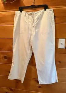 Calvin Klein 100% cotton, white cropped wide leg pants