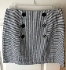 Black and White Stripe Button Skirt 