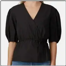 Rebecca Minkoff Mary Wrap Blouse in black size large
