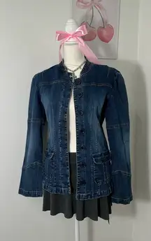 Vintage Y2K Denim Button Jacket Chore Barn Military Punk Womens Size Medium‎
