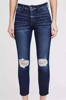 New L'agence Abigail Slim High Rise Ripped Jeans In Dark Diamond‎ Destruct 24
