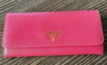 Prada Continental Saffiano Leather Wallet with Chain