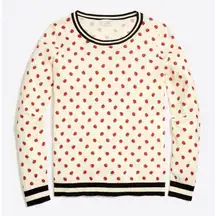 J.Crew Long Sleeve Lady bug Teddie Pullover Sweater Stripe Cream Women's Size XS