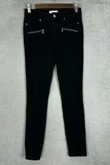 Paige Jeans women 24 black skinny zipper accent indio zip stretch moto biker y2k