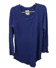 Chaser Thermal‎ Womens XL Waffle Knit Top Round Neck Blue