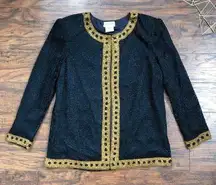 vintage • Stenay beaded jacket 80s black gold silk evening formal sparkly 1980s