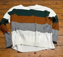 SHEIN Curve 0XL Colorblock Striped Long Sleeve Sweater Women's